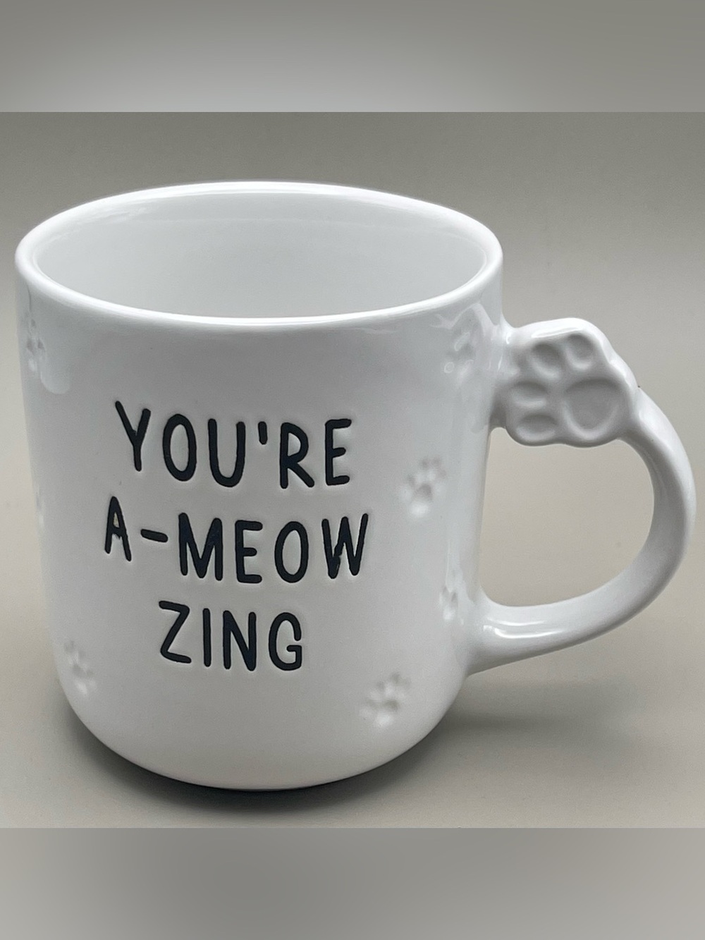 Gallery Tabletops “You’re A-Meow-Zing” White Coffee Mug w/ Cat Paw Print Handle